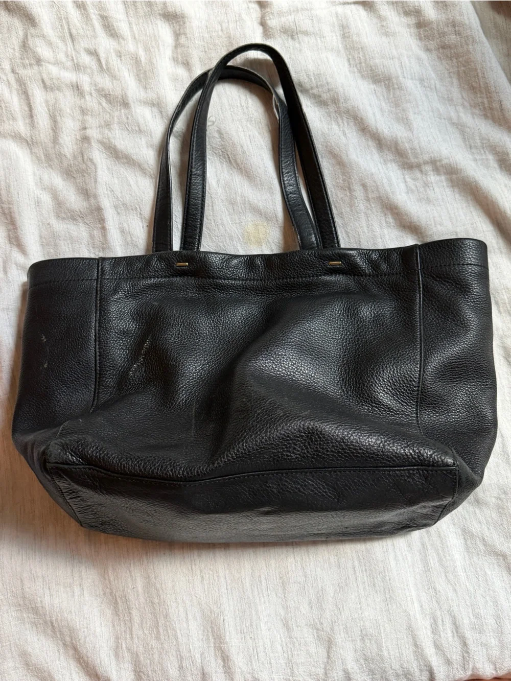 Marc Jacobs Black Pebbled Leather Tote with Gold Logo